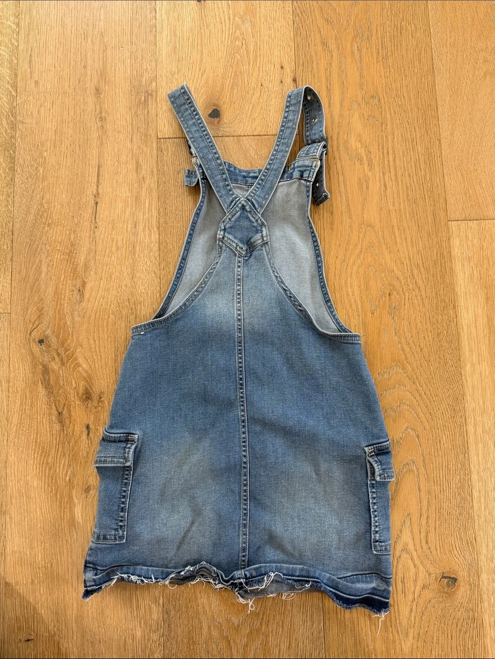 Justice Blue Denim Overall Dress with Cargo Pockets